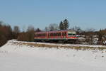 628 649 war am 7. Dezember 2023 auf der  Chiemgau-Bahn  unterwegs. Aufgenommen kurz vor dem Endpunkt  Aschau im Chiemgau .