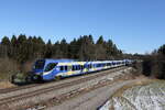 Bayerische Regiobahn/766481/et-327-auf-dem-weg-nach ET 327 auf dem Weg nach München am 9. Februar 2022 bei Grabenstätt.