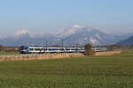 Bayerische Regiobahn/771265/430-509-aus-salzburg-kommend-am 430 509 aus Salzburg kommend am 4. April 2022 bei Bernau am Chiemsee.