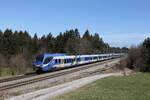 Bayerische Regiobahn/806802/430-009-und-430-023-auf 430 009 und 430 023 auf dem Weg nach Mnchen am 16. Mrz 2023 bei Sossau.
