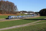Bayerische Regiobahn/833968/430-004-und-430-018-waren 430 004 und 430 018 waren am 18. Dezember 2023 bei Axdorf in Richtung Rosenheim unterwegs.