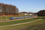 Bayerische Regiobahn/835549/430-018-und-430-008-auf 430 018 und 430 008 auf dem Weg nach Mnchen am 27. Dezember 2023 bei Axdorf.