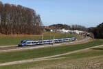 Bayerische Regiobahn/840917/430-002-war-am-5-februar 430 002 war am 5. Februar 2024 bei Axdorf im Chiemgau in Richtung Rosenheim unterwegs.