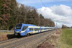 Bayerische Regiobahn/844643/430-001-und-430-022-waren 430 001 und 430 022 waren am 24. Februar 2024 bei Hufschlag in Richtung Mnchen unterwegs.