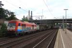 420 14 der  EVB  am 31. Juli 2013 bei der durchfahrt des Bahnhofs von Hamburg-Harburg.