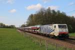 lokomotion-9/405611/189-914-mit-einem-autozug-am 189 914 mit einem Autozug am 14. April 2014 von Mnchen kommend bei Vogl.