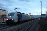 189 917 und 189 912  Moving Europe  am 16. Mrz 2015 im Bahnhof von Prien am Chiemsee.