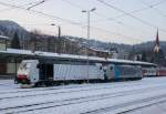 lokomotion-9/413955/186-443-und-186-287-waren 186 443 und 186 287 waren am 7. Februar 2015 im Bahnhof von Kufstein abgestellt.