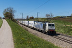 186 440 war mit dem  Ekol -Zug am 29. April 2016 bei Stra in Richtung Salzburg unterwegs.