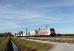 185 666 mit dem  Ekol -Zug am 1. November 2016 bei bersee am Chiemsee.