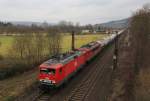 meg-5/417541/lok-nr-605-134-344-und Lok Nr: 605 (134 344) und eine 155er am 20. Februar 2014 in Thngersheim.