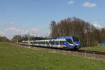 ET 317 war am 21. April 2021 bei Vogl in Richtung Rosenheim unterwegs.