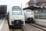 460 508-5 und 460 016-9 stehen abfahrbereit am 22. August 2014 im Bahnhof von Koblenz.