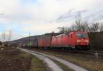 185 281-3 mit einem Containerzug am 21. Februar 2014 bei Thngersheim.