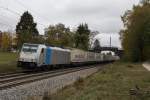 Railpool/461995/186-436-2-mit-dem-ekol-zug-aus 186 436-2 mit dem 'Ekol'-Zug aus Salzburg kommend am 23. Oktober 2015 bei bersee am Chiemsee.