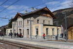bahnhoefe/689821/der-bahnhof-von-niederdorf-prags---villabassa-braies Der Bahnhof von 'Niederdorf-Prags - Villabassa-Braies' im Pustertal/Sdtirol am 19. Ffebruar 2020.