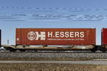 containertragwagen/648696/4993-173-sdggmrs-mit-einem-container 4993 173 (Sdggmrs) mit einem Container der Firma 'ESSERS' am 17. Februar 2019 bei bersee.