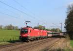 1016 004-4 ist am 14. April 2014 in Vogl in Richtung Rosenheim unterwegs.