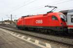1016 006-9 am 17. Februar 2014 im Bahnhof von Prien am Chiemsee. 