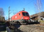 1016 009-1 am 8. November 2013 kurz nach dem durchfahren des Bahnhofs von Prien am Chiemsee.