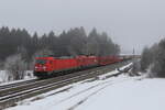 185 224 & 1016 003 mit einem leeren Autozug aus Salzburg kommend am 25. Januar 2022 bei Grabensttt.