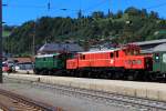 br-1020/230741/1020-037-und-124505-am-19 1020 037 und 1245.05 am 19. August 2012 in Schwarzach/St.Veit. Die beiden Loks zogen den Sonderzug '175 Jahre Eisenbahn in sterreich'.