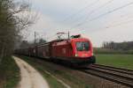 1116 026-6 ist mit einem Gterzug auf dem Weg nach Salzburg. Aufgenommen am 5. April 2014 bei bersee.