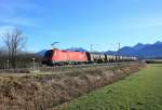 1116 052-2 mit einem gemischten Gterzug aus Salzburg kommend am 23. Dezember 2013 bei Weisham.