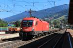 1116 091-0 am 16. August 2013 auf dem Weg zum Brenner im Bahnhof von Mattrei.
