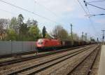 1116 114-0 mit einem gemischten Gterzug am 12. April 2014 im Bahnhof von Zorneding.