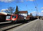br-1116/445607/1116-127-2-war-am-14-februar 1116 127-2 war am 14. Februar 2014 mit einem gemischten Gterzug nach Salzburg unterwegs. Aufgenommen im Bahnhof von Prien am Chiemsee.