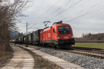 1116 276-7 mit dem  Walter -Zug auf dem Weg nach Salzburg. Aufgenommen am 5. Mrz 2016 bei bersee am Chiemsee.