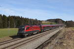 1116 222 auf dem Weg nach Mnchen am 22. Februar 2023 bei Htt im Chiemgau.