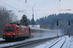 br-1216/405024/1216-013-3-durchfaehrt-am-12-januar 1216 013-3 durchfhrt am 12. Januar 2013 den Bahnhof von Assling in Richtung Mnchen.