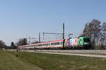 br-xx16-werbeloks/694744/1116-168-na-sicher-war-am 1116 168 'Na sicher' war am 1. April 2020 mit einem 'EC' bei bersee am Chiemsee in Richtung Salzburg unterwegs.