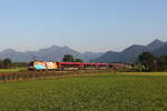 1116 229  Steinbach  schob am 14. September 2020 bei Bernau am Chiemsee einen  Railjet  in Richtung Salzburg.