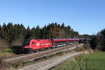 br-xx16-werbeloks/719353/1116-225-mit-einem-railjet-aus 1116 225 mit einem Railjet aus Salzburg kommend am 18. November 2020 bei Grabensttt im Chiemgau.