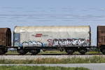 planenwagen/624874/4673-168-shimmns-von-rail-cargo 4673 168 (Shimmns) von 'Rail Cargo Austria' am 19. August 2018 bei bersee.