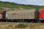 planenwagen/785515/4673-338-shimmns-von-rail-cargo 4673 338 (Shimmns) von 'Rail Cargo Austria2 am 5. August 2022 bei Thngersheim.