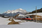 4024 069 war am 15. Februar 2023 bei Fieberbrunn auf dem Weg nach Hochfilzen.