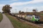 193 831-5  Christian Doppler  war am 13. November 2015 bei Stra mit einem Kesselwagen-Zug in Richtung Freilassing unterwegs.