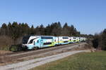 westbahn/803090/4010-019-aus-wien-kommend-am 4010 019 aus Wien kommend am 9. Februar 2023 bei Sossau im Chiemgau.