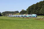 4010 028 die  Klima-Westbahn  war am 22. August 2023 bei Axdorf in Richtung Salzburg unterwegs.