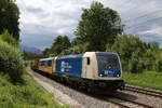 wiener-lokalbahn/699923/187-322-der-wiener-localbahnen-war 187 322 der 'Wiener Localbahnen' war am 24. Mai 2020 mit einem Bauzug bei Grabensttt in Richtung Salzburg unterwegs.