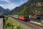Re 4/4 II 11145 am 26. Mai 2016 vom Gotthard kommend bei Silenen.