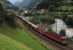 Re 6/6 11624  Rothrist  ist am 19. August 2014 bei Gurtnellen in Richtung Gotthard unterwegs.