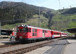 mgb-deh-44/500124/deh-44-stalden-am-27-mai Deh 4/4 'Stalden' am 27. Mai 2016 im Bahnhof von Andermatt.