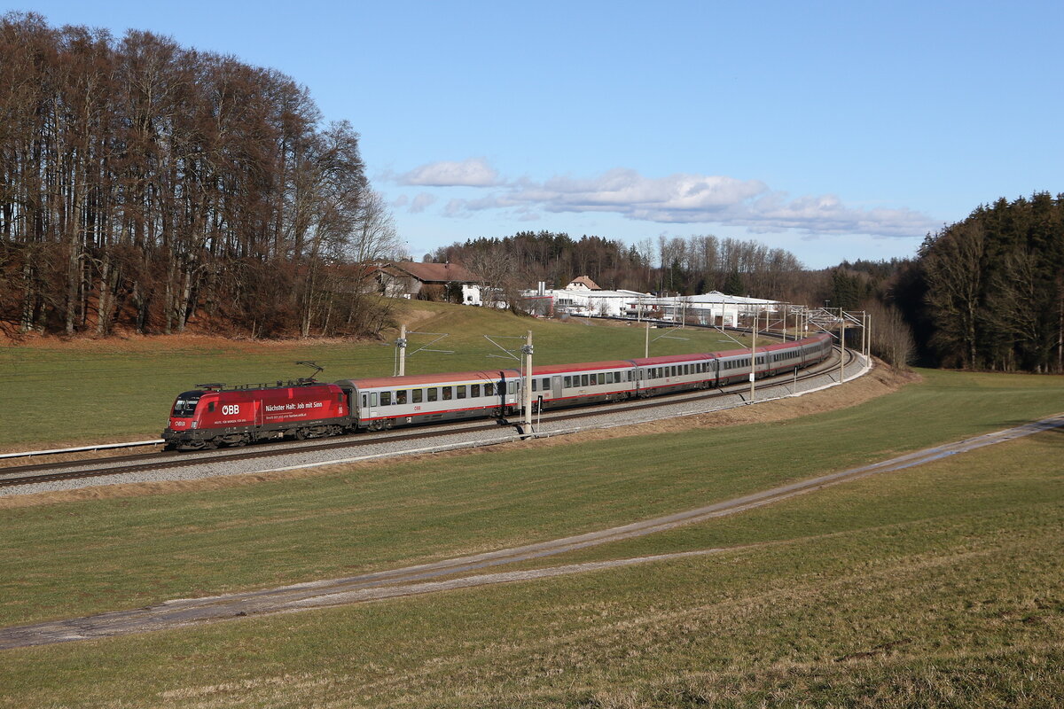 1116 199  Nchster Halt: Job mit Sinn  war mit einem  EC  am 29. Januar 2025 bei Axdorf in Richtung Mnchen unterwegs.