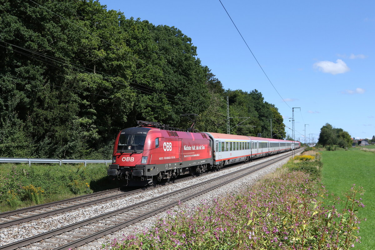 1116 199  Nächster Halt: Job mit Sinn  war mit einem  EC  am 6. September 2025 bei Hufschlag auf dem Weg nach München. 1116 199  Nächster Halt: Job mit Sinn  war mit einem  EC  am 6. September 2025 bei Hufschlag auf dem Weg nach München.