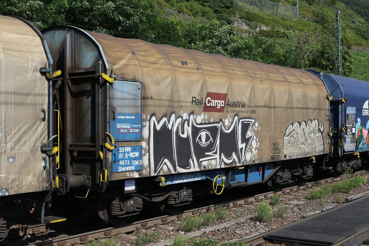 4673 036 (Shimmns) von  Rail Cargo Austria  am 21. Juli 2021 bei Kaub.